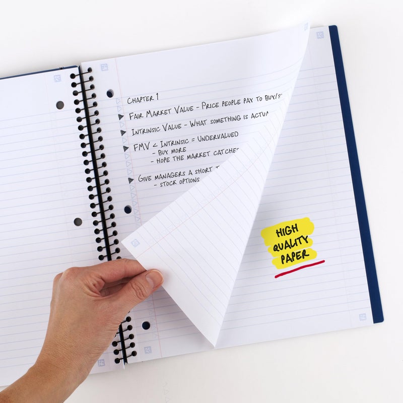 Five Star Advance Spiral Notebook + Study App, 5 Subject, College Ruled Paper, 8-1/2" x 11", 200 Sheets, Spiral Guard, Movable Tabbed Dividers, Pacific Blue (73150) - Image 4